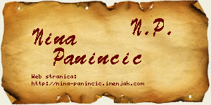Nina Paninčić vizit kartica